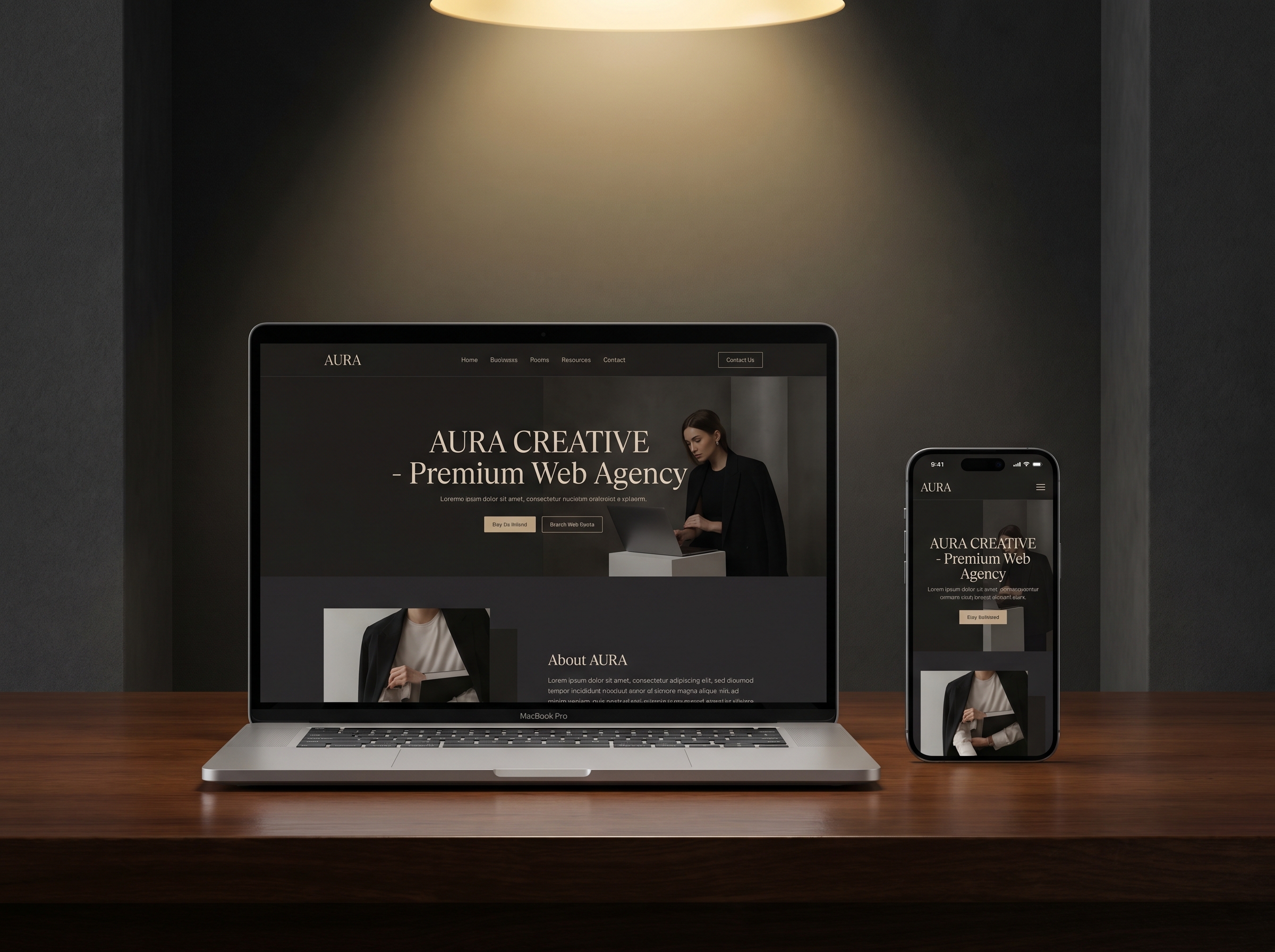 Professionelle Webseite auf MacBook und iPhone